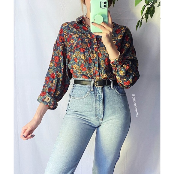 Vintage Tops - 🌿 Vintage Lizwear Ornate Retro Floral Blouse 🌿